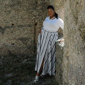 Lane Bryant Striped Maxi Skirt